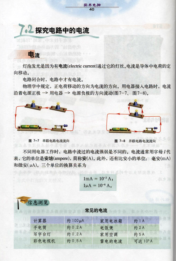 沪粤版《7.2 探究电路中的电流》电子课本1